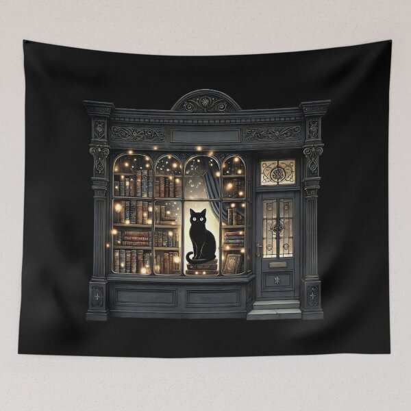 Item preview, Black Cat in Magical Book Store designed and sold by FieldScent.