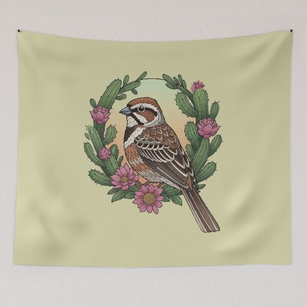 Item preview, Colorado Lark Bunting Bird Surrounded By Claret Cup designed and sold by taiche.