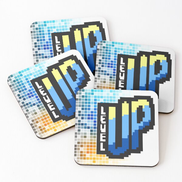 Item preview, Blue and yellow pixel level up designed and sold by Patsmerch.