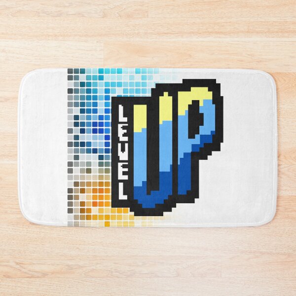 Item preview, Blue and yellow pixel level up designed and sold by Patsmerch.