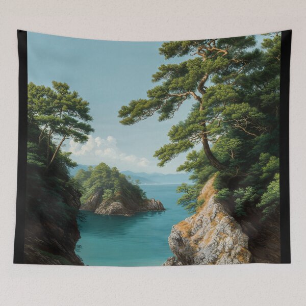 Item preview, Japandi Coastal Wall Art Botanical Japanese Forest Painting sage Green Summer Wabi Sabi Decor designed and sold by regnumsaturni.