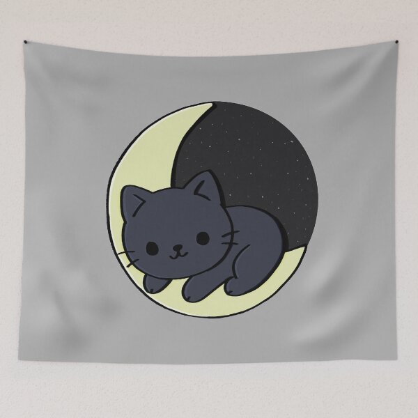 Item preview, Kawaii Cat on Moon Sticker – Sleepy Astral Kitty designed and sold by PurpleFate.
