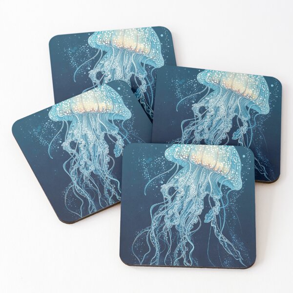 Item preview, Japandi Wall Art Jellyfish Painting Blue Wall Art Maximalist Japanese Wall Art Ocean Wall art designed and sold by regnumsaturni.