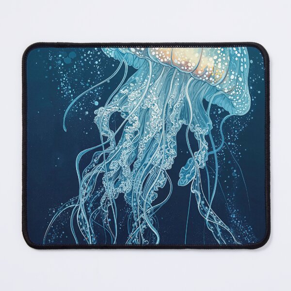 Item preview, Japandi Wall Art Jellyfish Painting Blue Wall Art Maximalist Japanese Wall Art Ocean Wall art designed and sold by regnumsaturni.