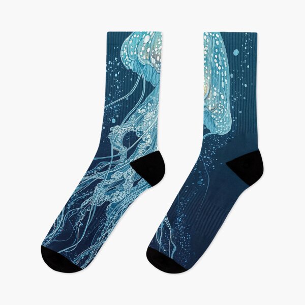 Item preview, Japandi Wall Art Jellyfish Painting Blue Wall Art Maximalist Japanese Wall Art Ocean Wall art designed and sold by regnumsaturni.