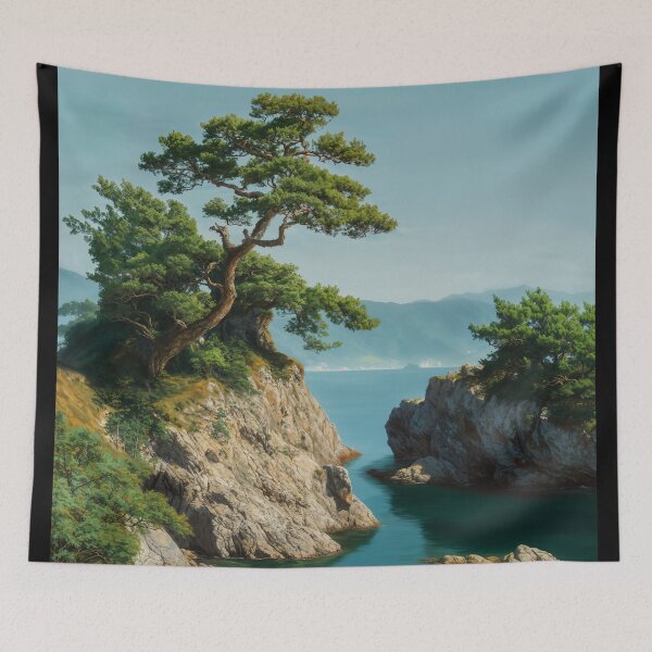 Item preview, Japanese Botanical Wall Art sage green Coastal Forest Painting Summer Japandi Art Wabi Sabi Poster designed and sold by regnumsaturni.