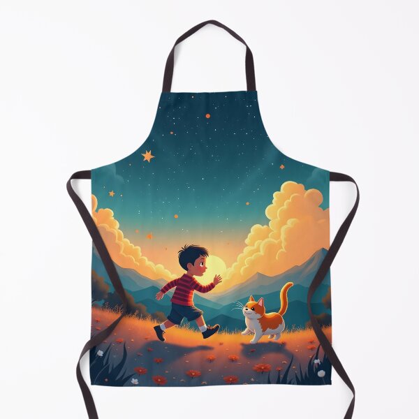Item preview, Chasing Joy – A Boy and His Cat designed and sold by Lunawisk.art.