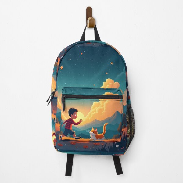 Item preview, Chasing Joy – A Boy and His Cat designed and sold by Lunawisk.art.