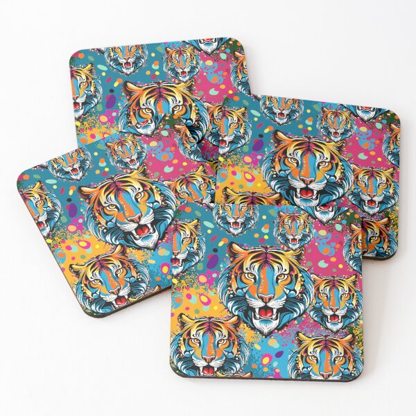Item preview, Tiger Head Rainbow colors paint stains designed and sold by BluedarkArt.
