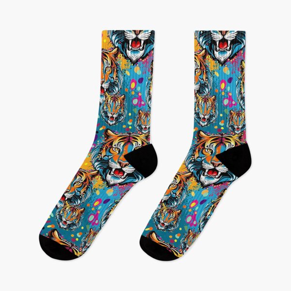 Item preview, Tiger Head Rainbow colors paint stains designed and sold by BluedarkArt.