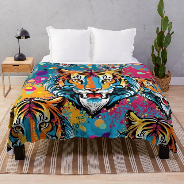 Item preview, Tiger Head Rainbow colors paint stains designed and sold by BluedarkArt.