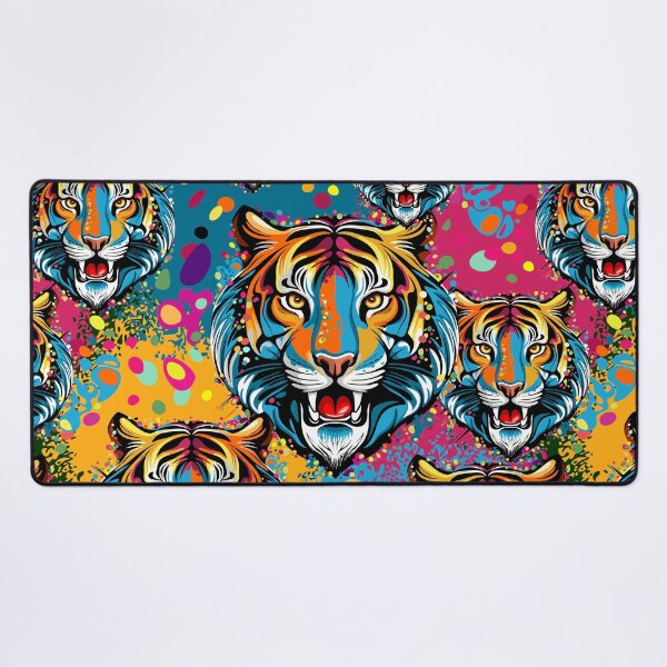Item preview, Tiger Head Rainbow colors paint stains designed and sold by BluedarkArt.