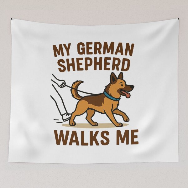 Item preview, My Dog Walks Me - Funny German Shepherd Cartoon Design designed and sold by Animal Paw Designs.