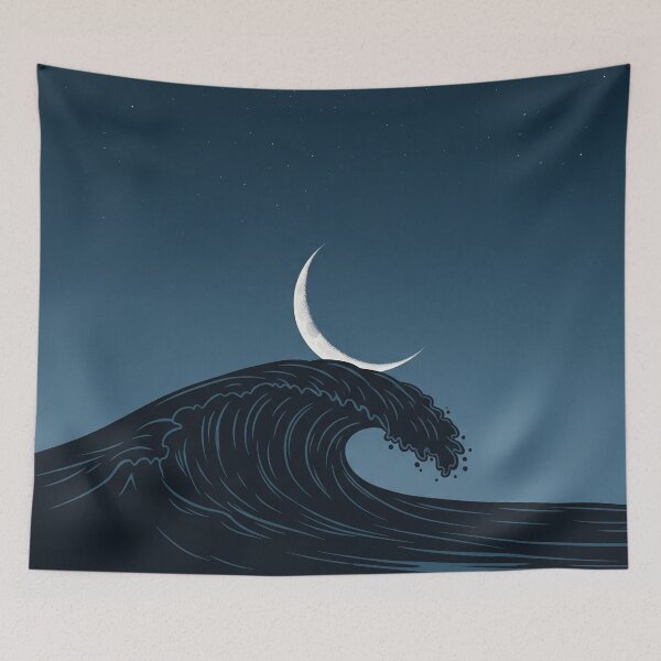 Item preview, Crescent Moon on Ocean Wave Night Sky designed and sold by Owcomm.
