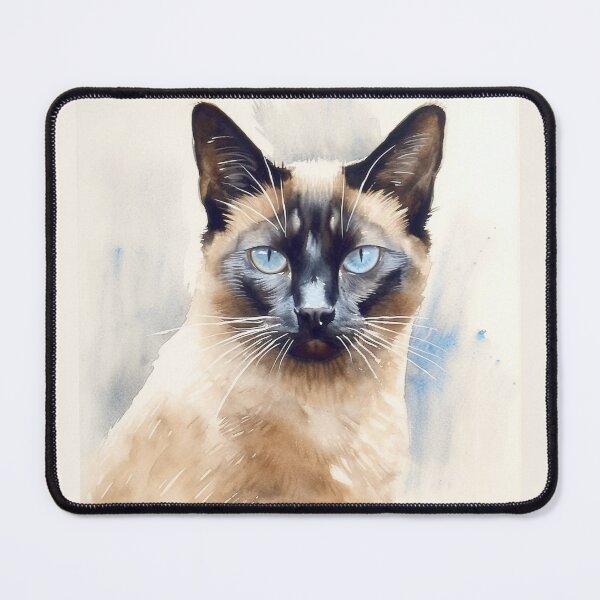 Item preview, Siamese Cat Watercolor Portrait – Blue-Eyed Feline Art designed and sold by StudioDina.