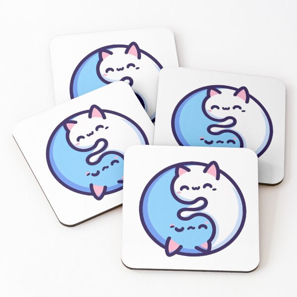 Item preview, Adorable blue and white yin yang cats curled into a perfect circle designed and sold by All-Of-Art.