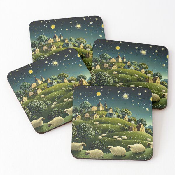 Item preview, Sheep on a Hill at Night art designed and sold by thewandswant.