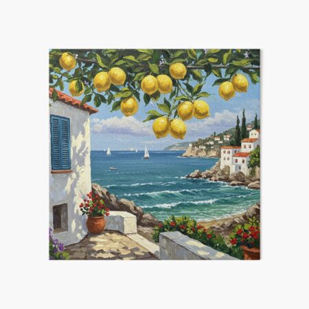 Serene Coastal Escape - Lemon Tree by the Sea Art Board Print