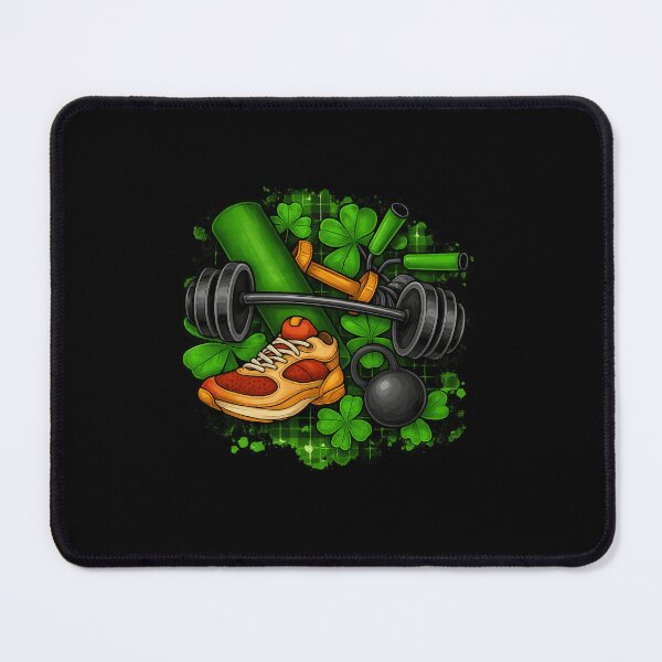 Item preview, Colorful Fitness Equipment Art with Lucky Shamrocks Background designed and sold by haitrieuic96.