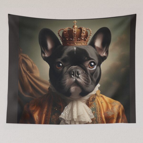 Item preview, Black French Bulldog in Baroque Renaissance Royal Attire – Dashing Noble Pup Pet Portrait  designed and sold by Deliberate Creations.