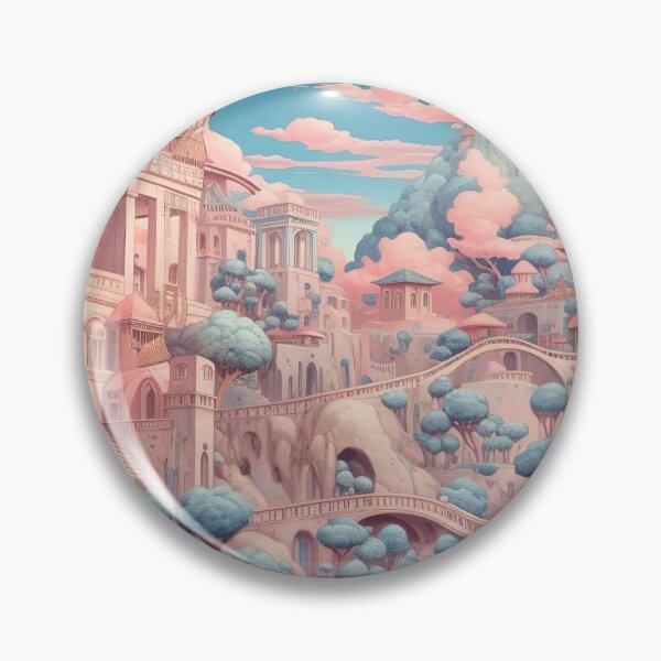 Item preview, Ciudad de ensueño surrealista de vaporwave: un castillo de fantasía en nubes pastel designed and sold by StudioDina.