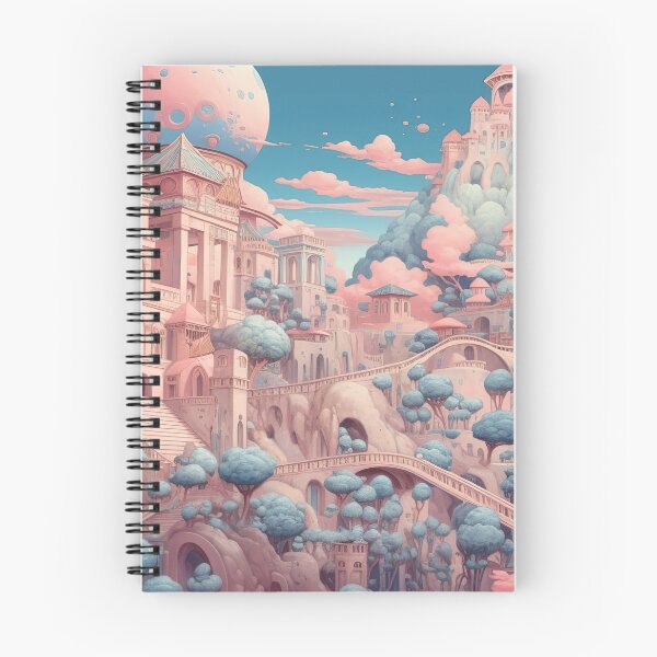 Aperçu de l'œuvre Ville de rêve surréaliste Vaporwave – Château fantastique dans des nuages pastel créée et vendue par StudioDina.