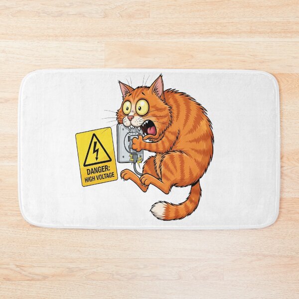 Item preview, Electricity Kills – Funny Cat vs. Socket Cartoon designed and sold by demirkanad.
