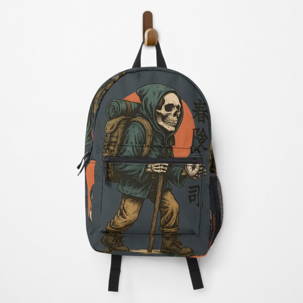 Item preview, Funny Skeleton Hiking Adventure Design – Grim Explorer Art designed and sold by Shoot-The-Moon.