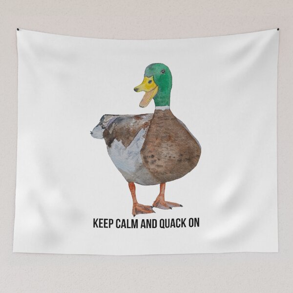 Item preview, Watercolor Duck with the funny phrase “Keep calm and quack on” designed and sold by ArtCheri.