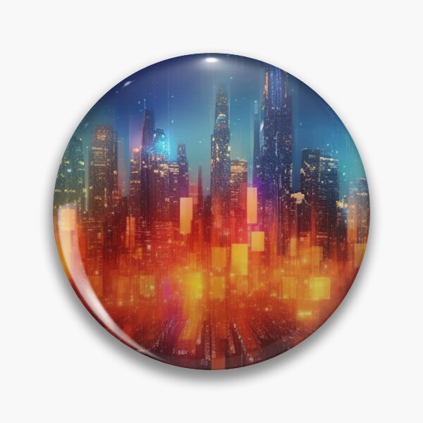 Item preview, Futuristic Cyberpunk Cityscape – Digital Lights and Neon Skyline designed and sold by StudioDina.