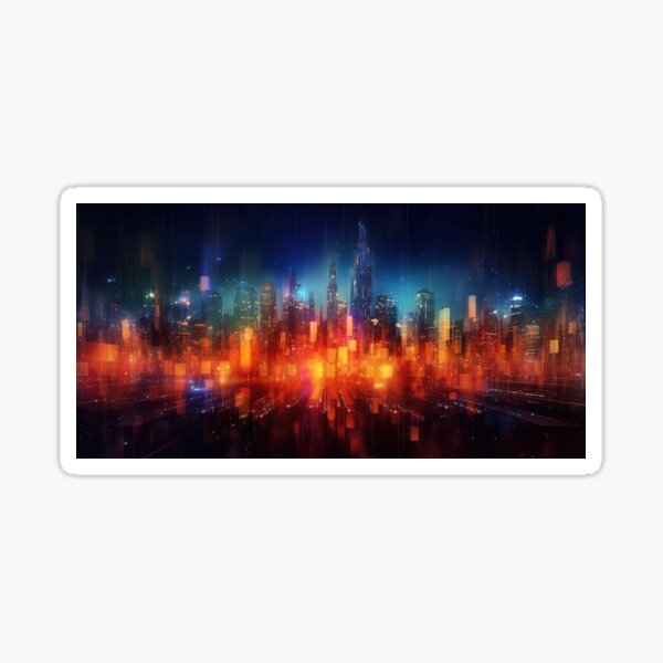 Item preview, Futuristic Cyberpunk Cityscape – Digital Lights and Neon Skyline designed and sold by StudioDina.