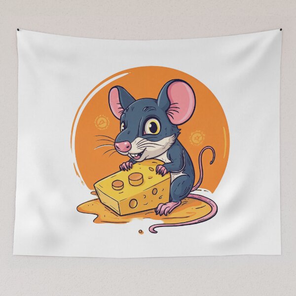 Item preview, Cheesy Mischief: Cartoon Mouse in a Bright Snack Escape designed and sold by ForeverPrintsOK.