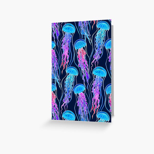 Item preview, Luminescent Rainbow Jellyfish on Navy Blue designed and sold by micklyn.