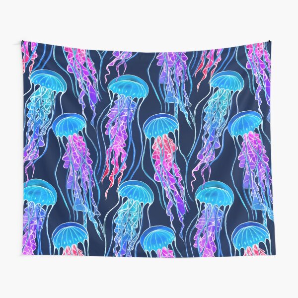 Item preview, Luminescent Rainbow Jellyfish on Navy Blue designed and sold by micklyn.