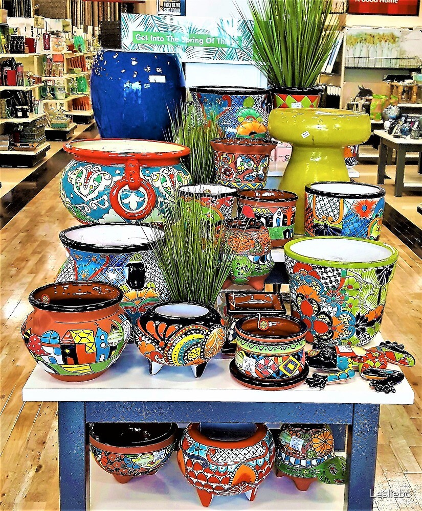 "Pottery Plant Pots" by Lesliebc Redbubble