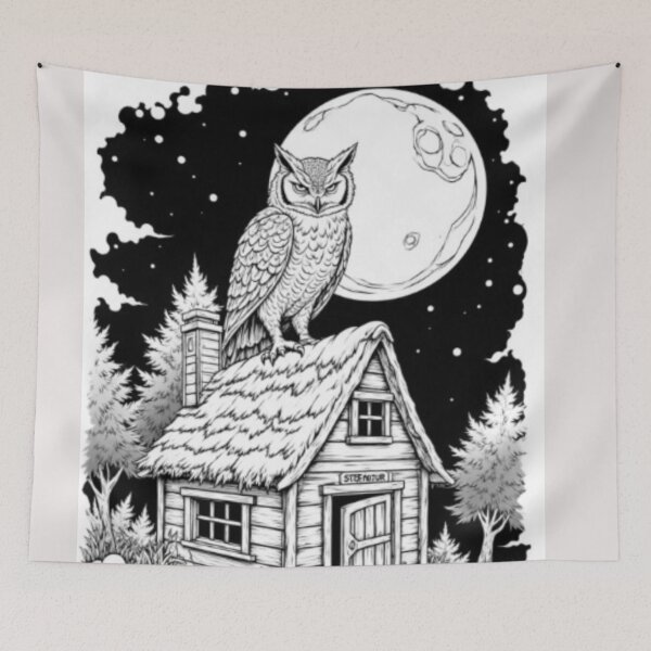 Item preview, Mystical Owl at Night – Abstract Ceiling Bird Art designed and sold by Amateurtrader.