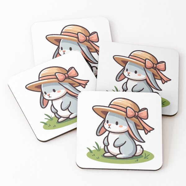 Item preview, Cartoon Bunny with Ribbon Straw Hat – Garden Time Vibes designed and sold by Confuzz1ed.