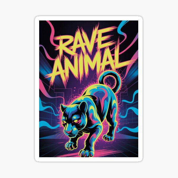 Item preview, Rave Animal – Psychedelisches Neon-Puma-Design designed and sold by TripWaves.