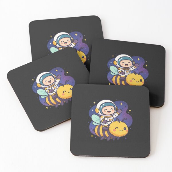 Item preview, Astronaut Riding Giant Bee – Funny Space Adventure Kawaii Design designed and sold by ColorSplash123.