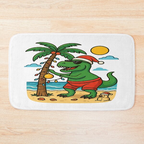Item preview, Merry Christmas Dino: Funny Christmas Dinosaur with Palm Tree Lights designed and sold by Globalcitytees.