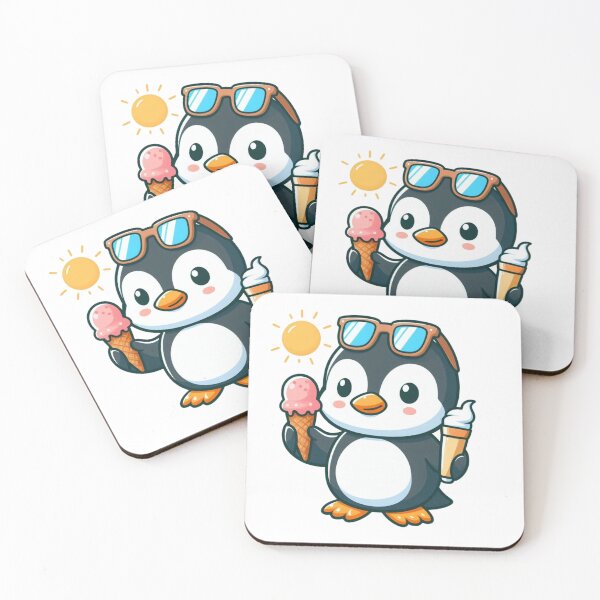 Item preview, Cartoon Penguin with Ice Cream – Summer Chill Mood designed and sold by Confuzz1ed.