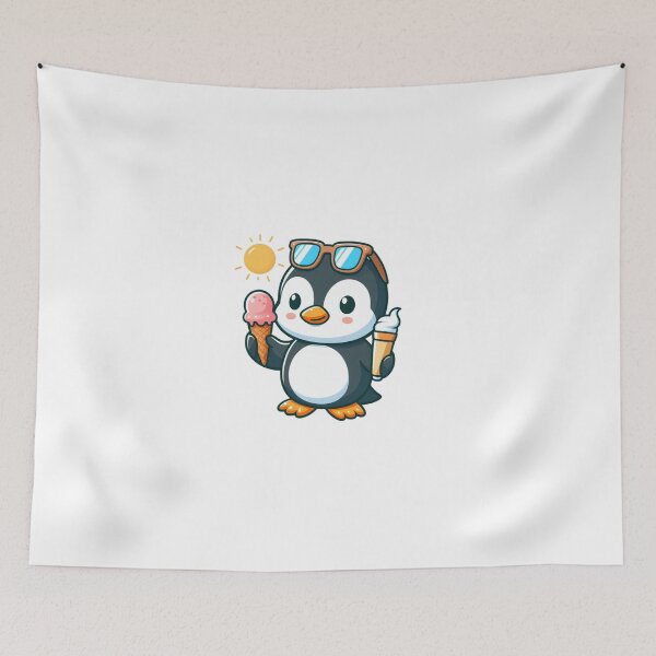 Item preview, Cartoon Penguin with Ice Cream – Summer Chill Mood designed and sold by Confuzz1ed.