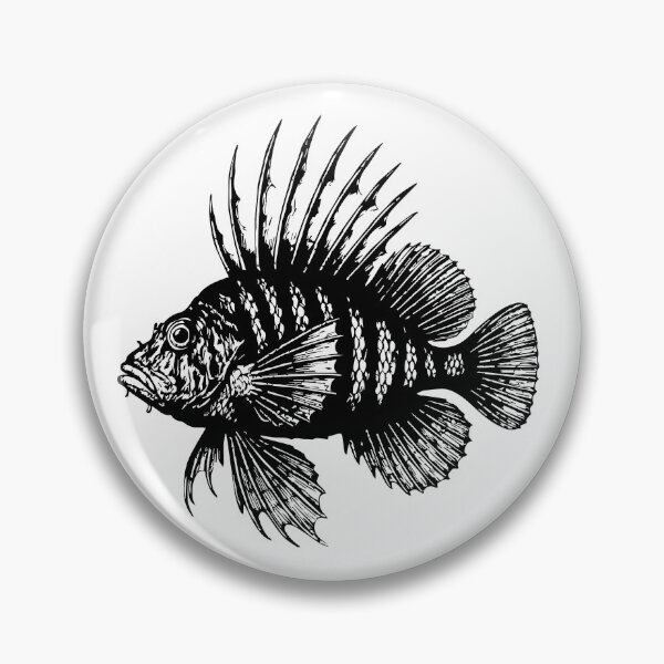 Item preview, Lionfish Art Print, Nautical Sea Life, Antique Fish Illustration Vintage Poster, Coastal Beach House designed and sold by kilosdesignstudio.