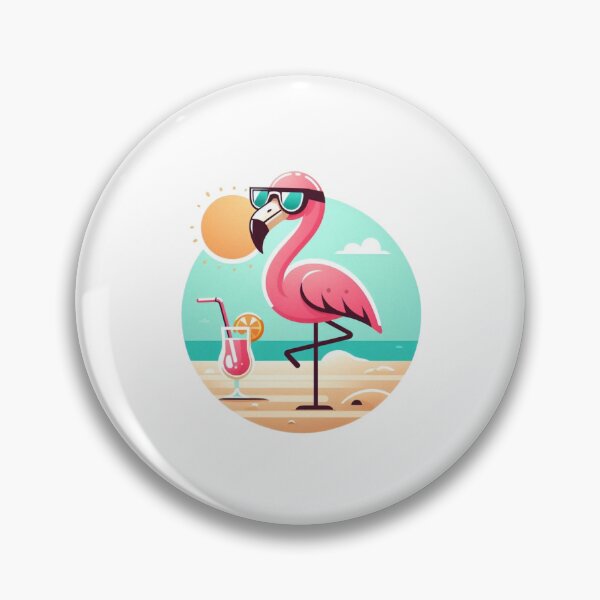 Aperçu de l'œuvre Flamant rose avec boisson – Oiseau de plage tropical créée et vendue par Confuzz1ed.