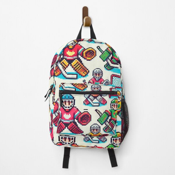Item preview, hockey themed backpack design designed and sold by TEEJAMBOREE.