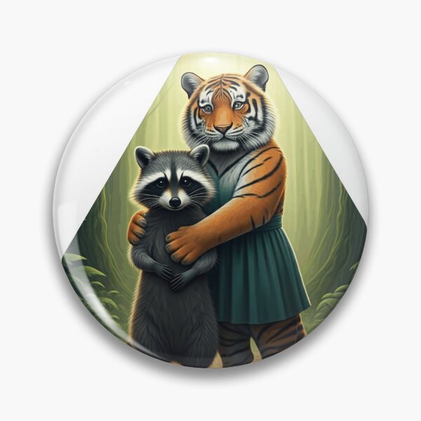 Item preview, Forest Friends – Cute Tiger & Raccoon in Cozy Nature Scene designed and sold by Amateurtrader.