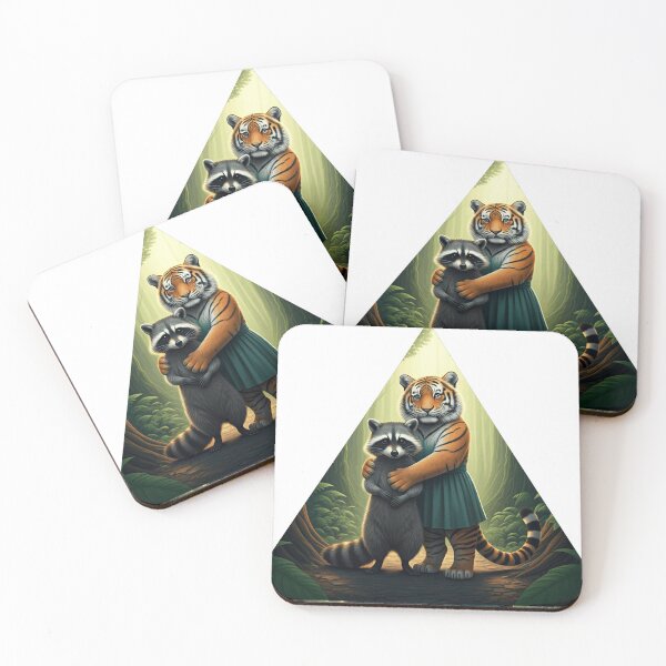 Item preview, Forest Friends – Cute Tiger & Raccoon in Cozy Nature Scene designed and sold by Amateurtrader.