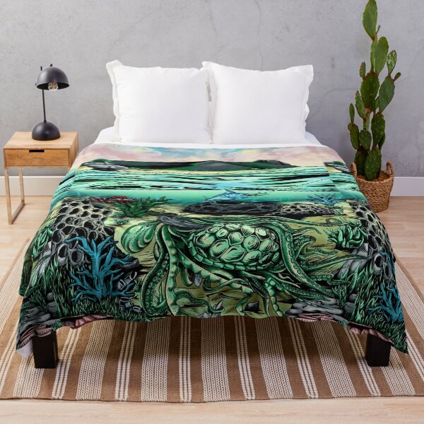 Item preview, Mythic Sea Turtle & Octopus Hybrid in Dreamlike Coral Reef designed and sold by MinoryaArt.