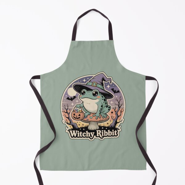 Item preview, Witchy Ribbit – Retro Halloween Frog Witch on Mushroom with Candy Bucket designed and sold by Nuist25.