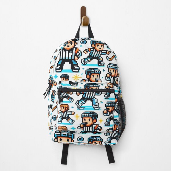 Item preview, hockey themed backpack design designed and sold by TEEJAMBOREE.
